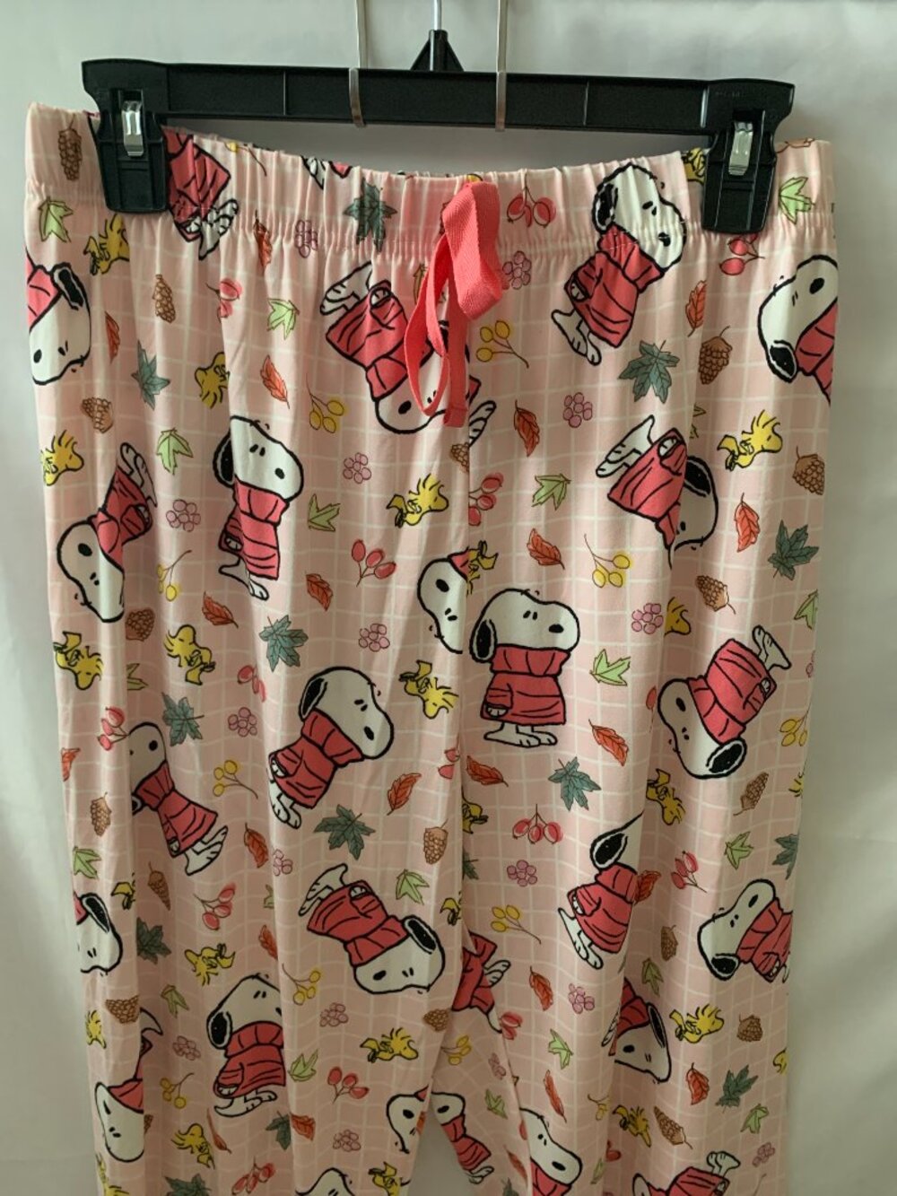 PEANUTS Snoopy Sweater Weather Fall Plaid Pajamas Set in Pink Sz LARGE - Picture 5 of 6